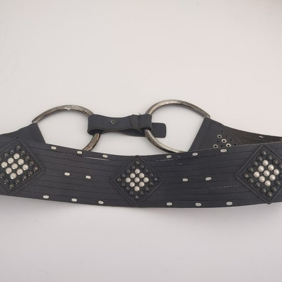 Dark Brown Studded Statement Belt - Picture 1 of 13